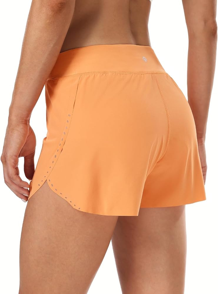 HeyNuts My Pace Running Shorts for Women, Mid Waisted Reflective Athletic Shorts Lined Workout Sh... | Amazon (US)