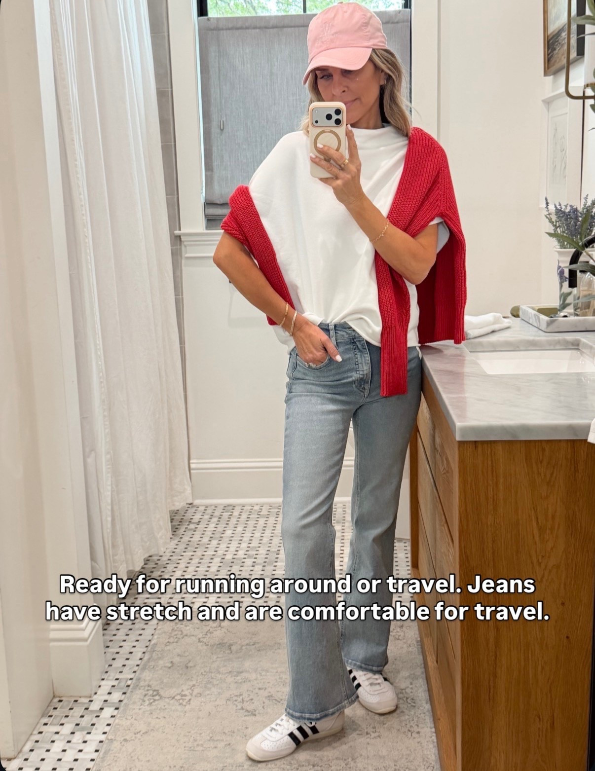 I’m 5’6”
Jeans are very comfy with stretch TTS 
-soft cotton dolman top I love! 
-red sweater is a gorgeous knit!

#LTKootd #LTKdayinmylife #LTKOver40