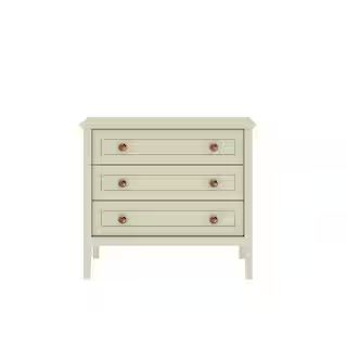 Crown 31.29 in. 3-Drawer Off White Dresser (31.29 in. H x 38.97 in. W x 2.59 in. D) | The Home Depot