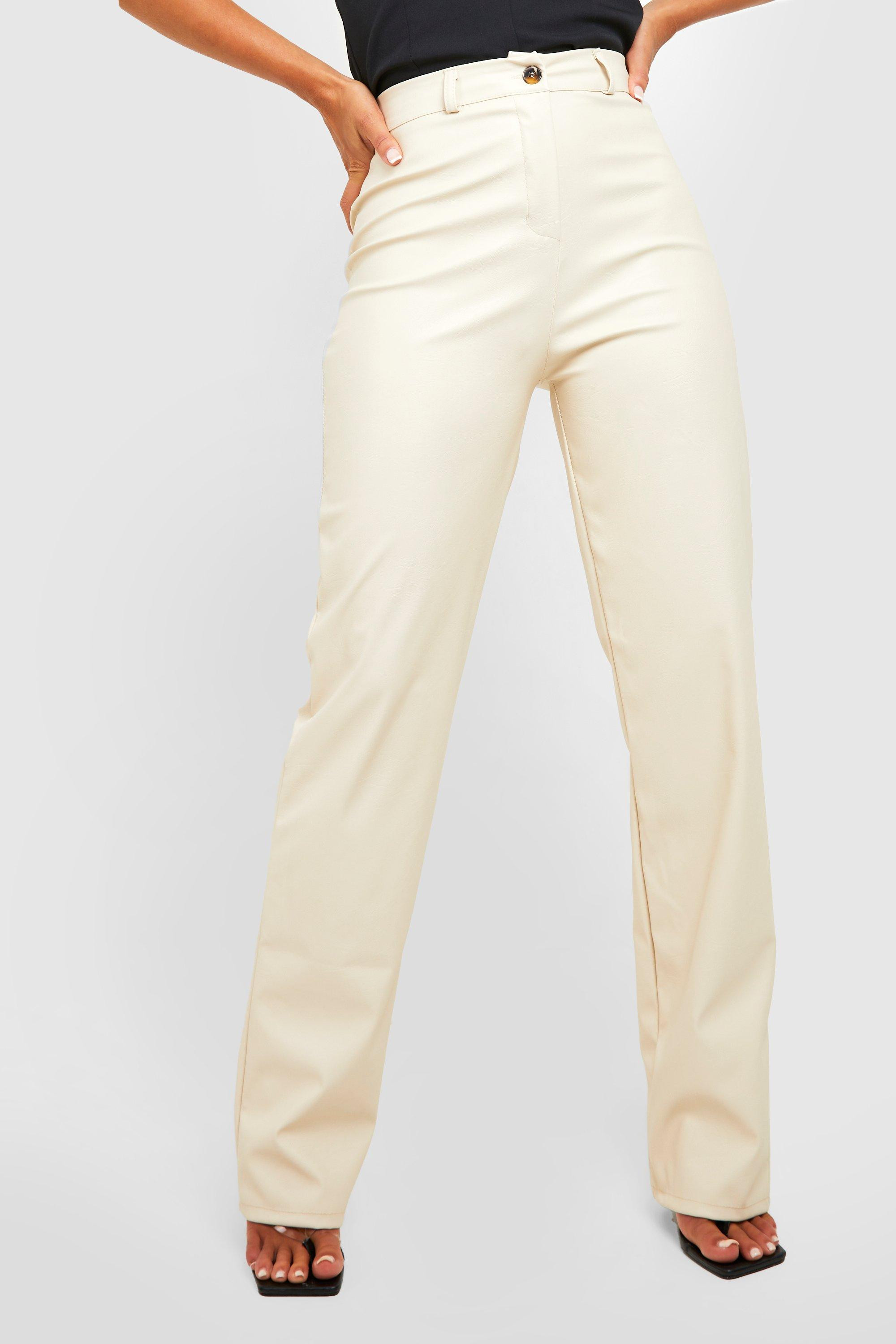 Straight Leg Leather Look Trousers | Boohoo.com (US & CA)
