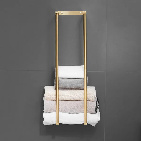 Brushed Gold Stainless Steel Towel Rack, Rectangular, Space-Saving Design For Bathrooms, Holds 6 ... | Wayfair North America