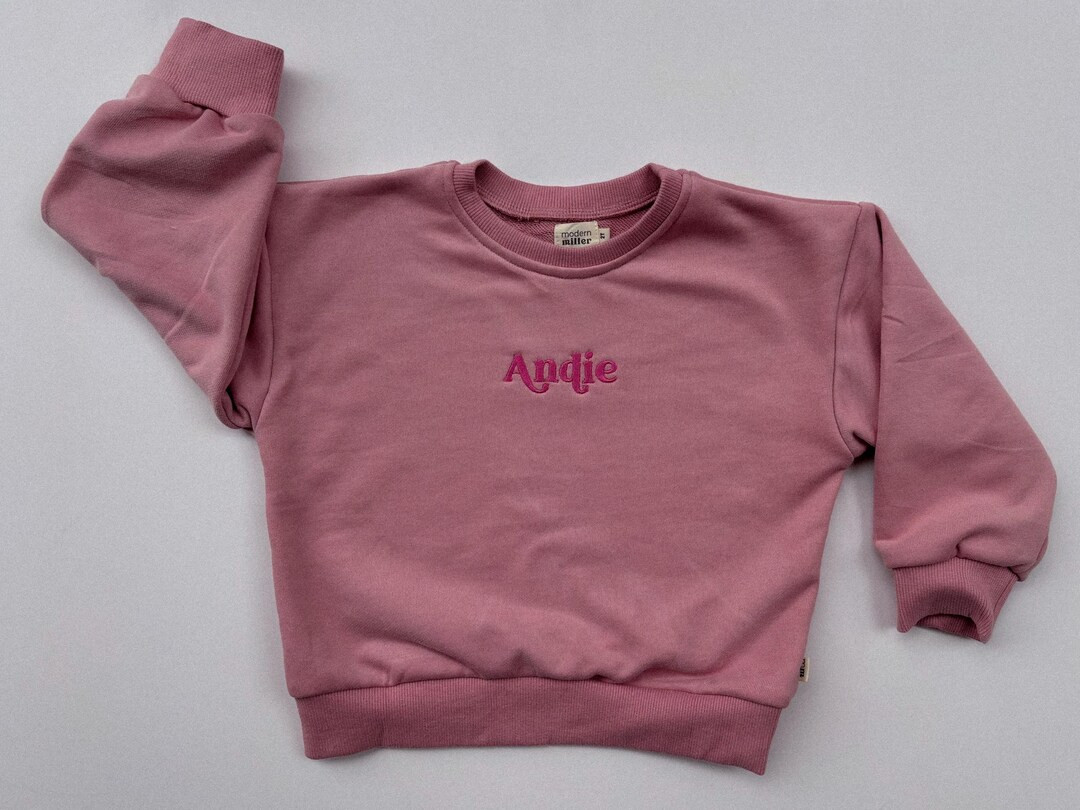 Personalized Embroidered Name Oversized Crewneck Sweatshirt- Infant Toddler Youth Rose Pink - Ets... | Etsy (US)