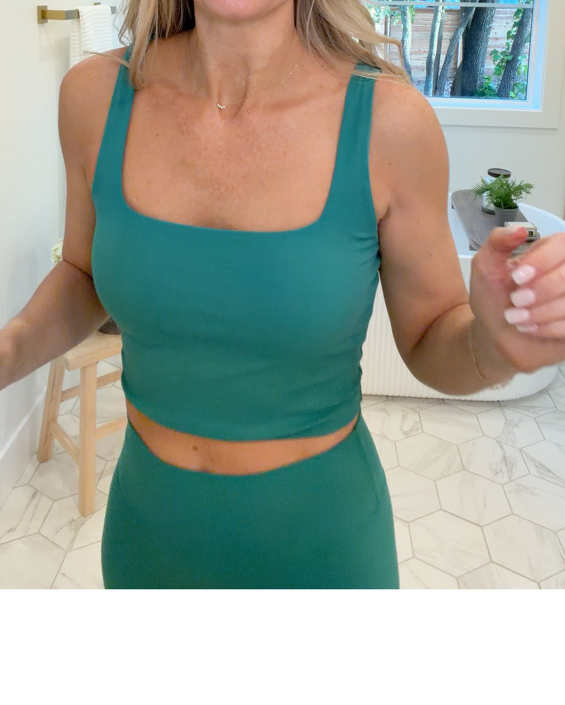 Amazon workout outfit of the day. Sports bra size small. Seamless front yoga pants size small. My weighted vest is 6 pounds. Linking all my at home workout equipment from Amazon. My most frequently used edible weight is 20 pounds. Also linking my vibration plate.