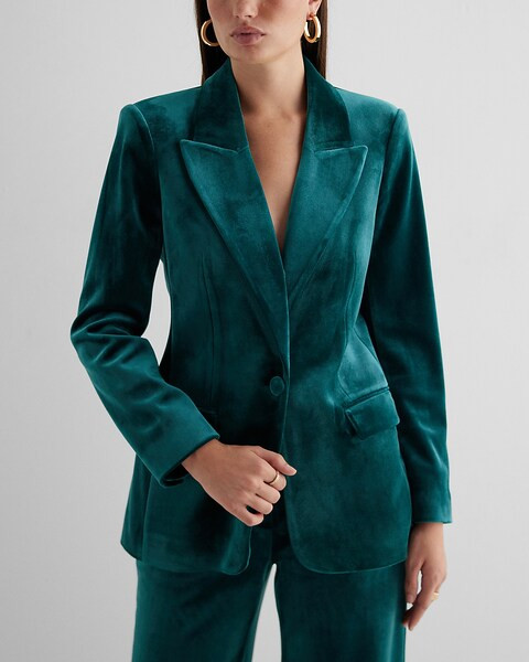 Velvet Blazer + Halter Vest + Editor Velvet Skinny Pant | Express