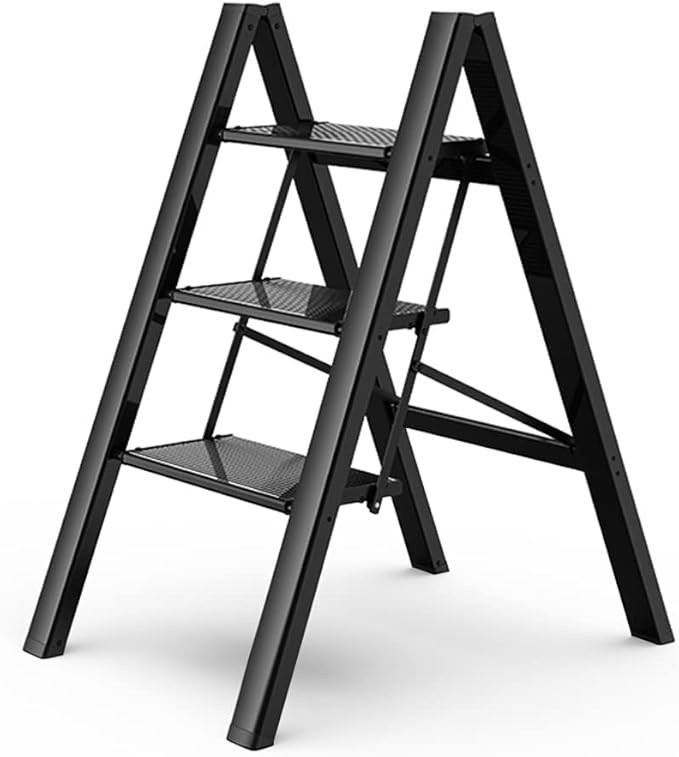 GameGem 3 Step Ladder, Aluminum Folding Step Stool with Anti-Slip Sturdy and Wide Pedal, Lightwei... | Amazon (US)