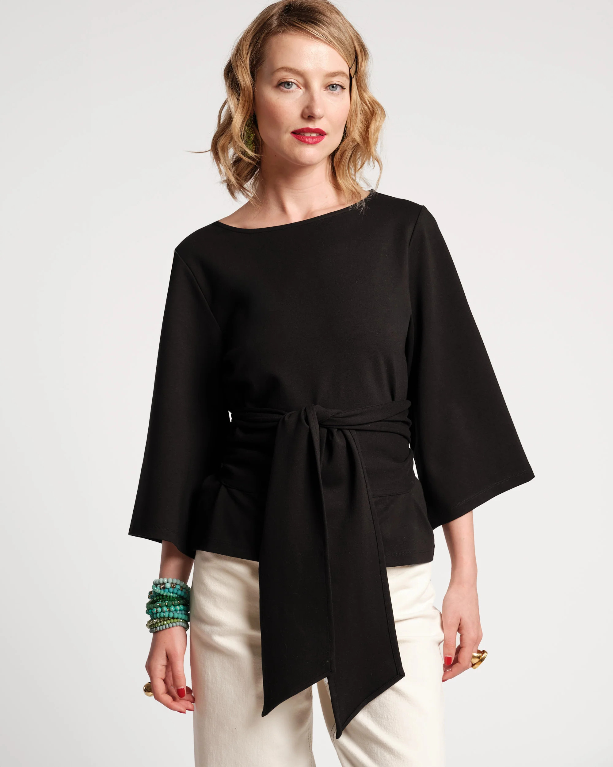 Whitney Wrap Top - Black | Frances Valentine