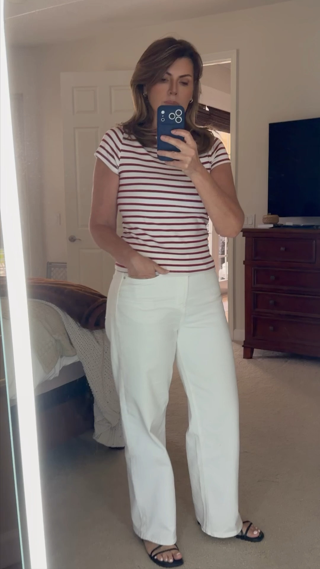 Classic stripes, but make it effortless 🤍❤️
This entire look is from Old Navy and it’s giving timeless, clean, and so wearable. The fitted striped tee is soft and flattering (perfect length for a front tuck), and these white straight-leg jeans are that ideal mid-rise—structured but still comfortable.

Paired with simple black sandals to keep it minimal and polished… this is one of those outfits you’ll reach for on repeat all spring/summer. Easy, elevated, and under budget.

Shop everything on my LTK ✨

#LTKStyle #LTKUnder50 #OldNavyStyle #EffortlessChic #ClassicOutfits

#LTKTall #LTKMidsize #LTKOver40