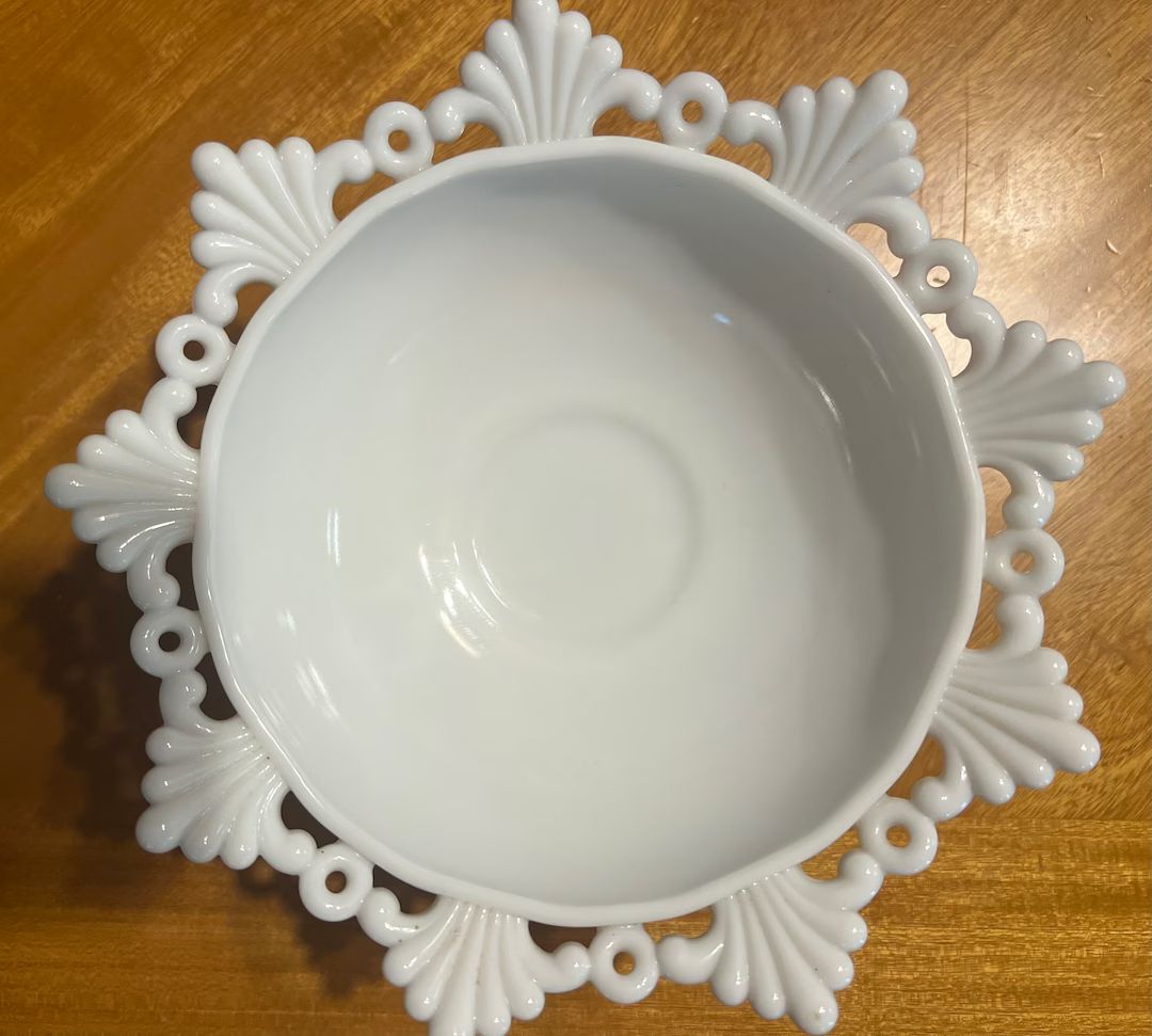 Vintage Milk-glass bowl with pedestal milk glass vase milk glass candy dish | Etsy (US)