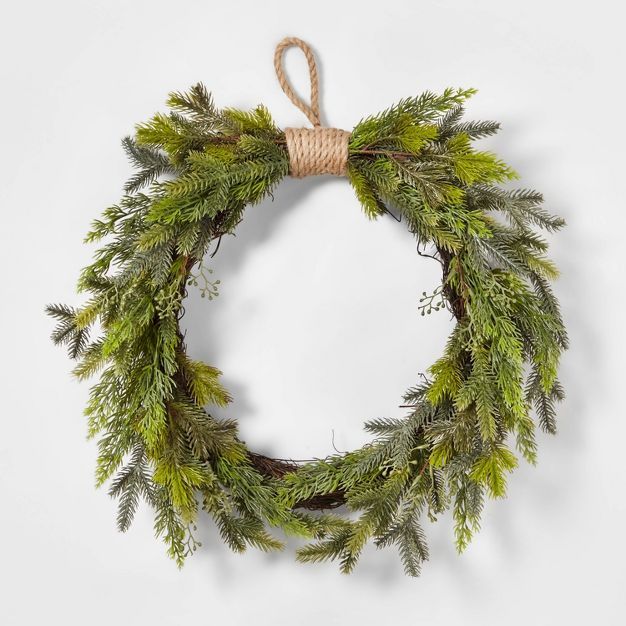 20&#34; Mixed Greenery Artificial Wreath - Wondershop&#8482; | Target