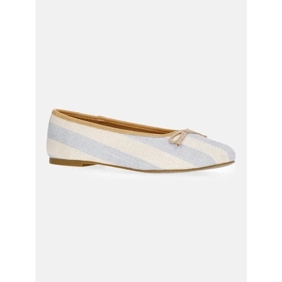 Free Assembly Women's Raffia Striped Ballet Flats with Bow | Walmart (US)