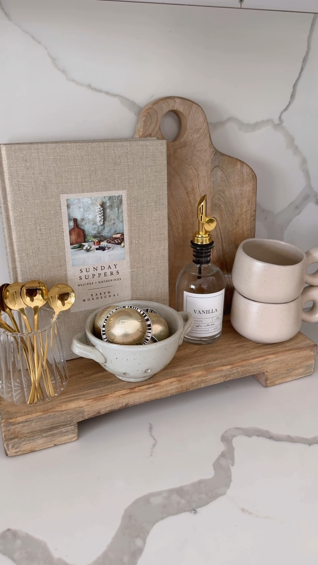 How I style my coffee bar for spring and summer 🤍 

#coffee #coffeebar #coffeestation #coffeemachine #coffeemugs #coffeespoons #trivet #woodenboard #cookbook #kitchen #kitchenstyling #kitchendecor #homedecor #amazon #amazonfinds #modernorganic 

#LTKStyleTip #LTKHome #LTKFindsUnder50