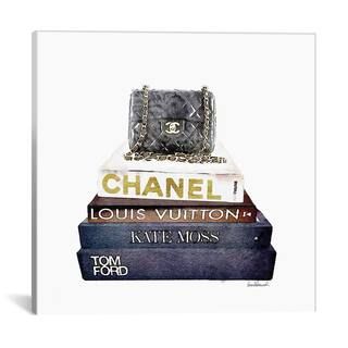 iCanvas Stack Of Fashion Books With A Chanel Bag by Amanda Greenwood Canvas Wall Art, Multi | The Home Depot