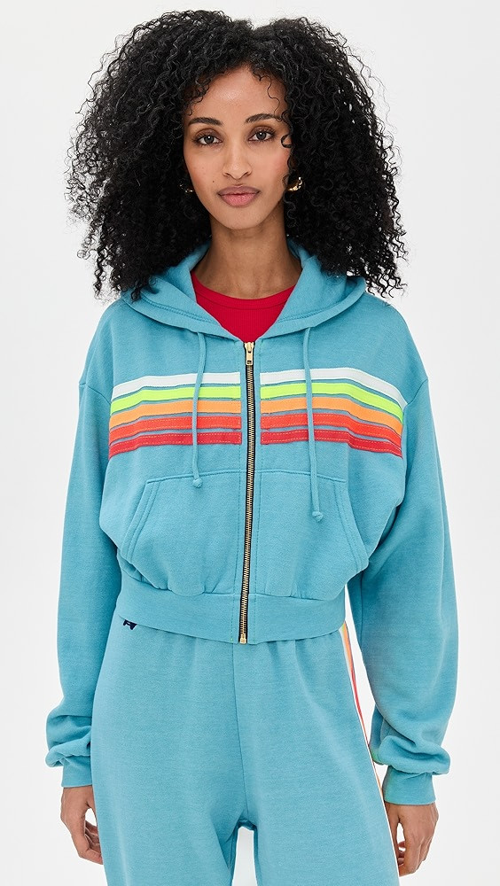 5 Stripe Cropped Zip Hoodie | Shopbop
