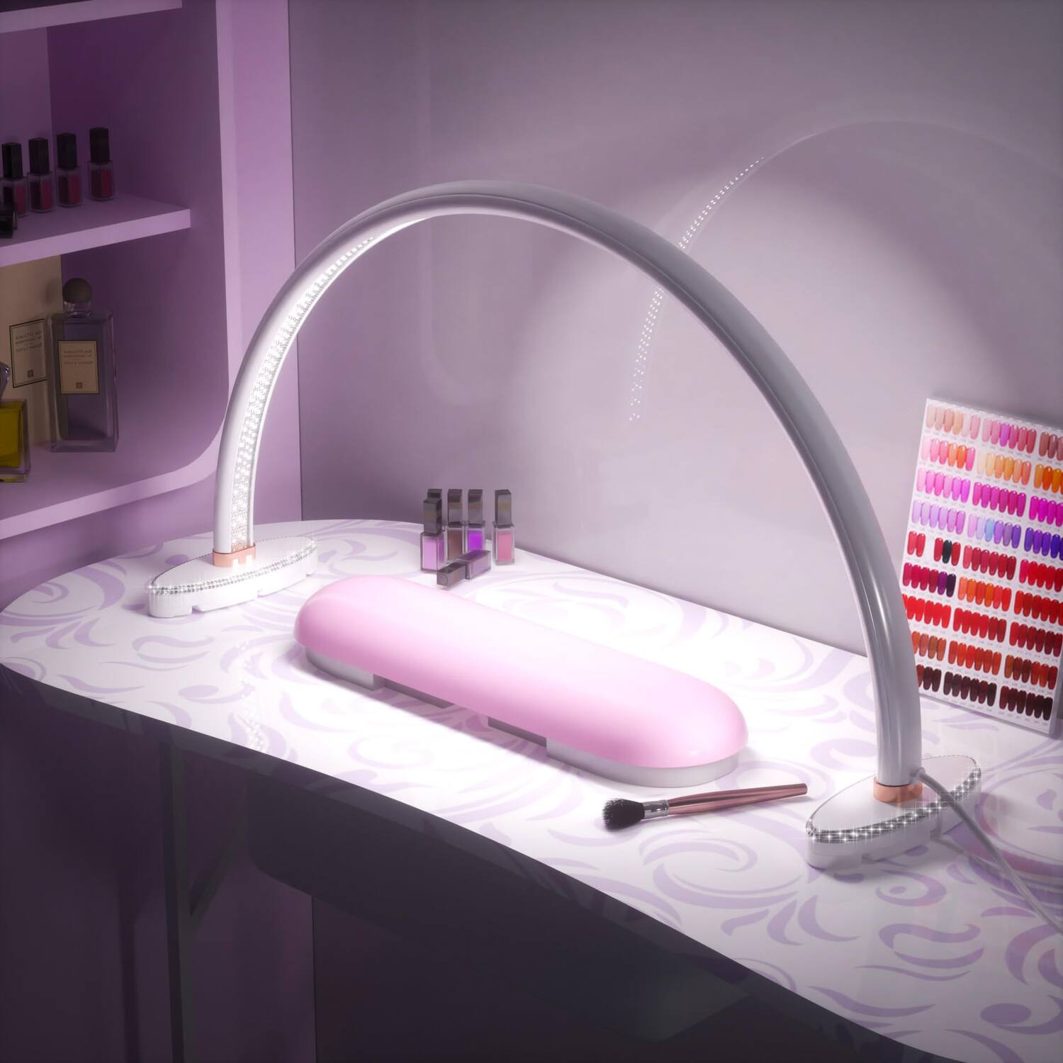 HM 1810 - Half Moon Light Nail Desk Moon Light Nail Tech Half Moon lamp Color Temperature 3500K 6500K USB Powered - 24inch White | Best Buy U.S.