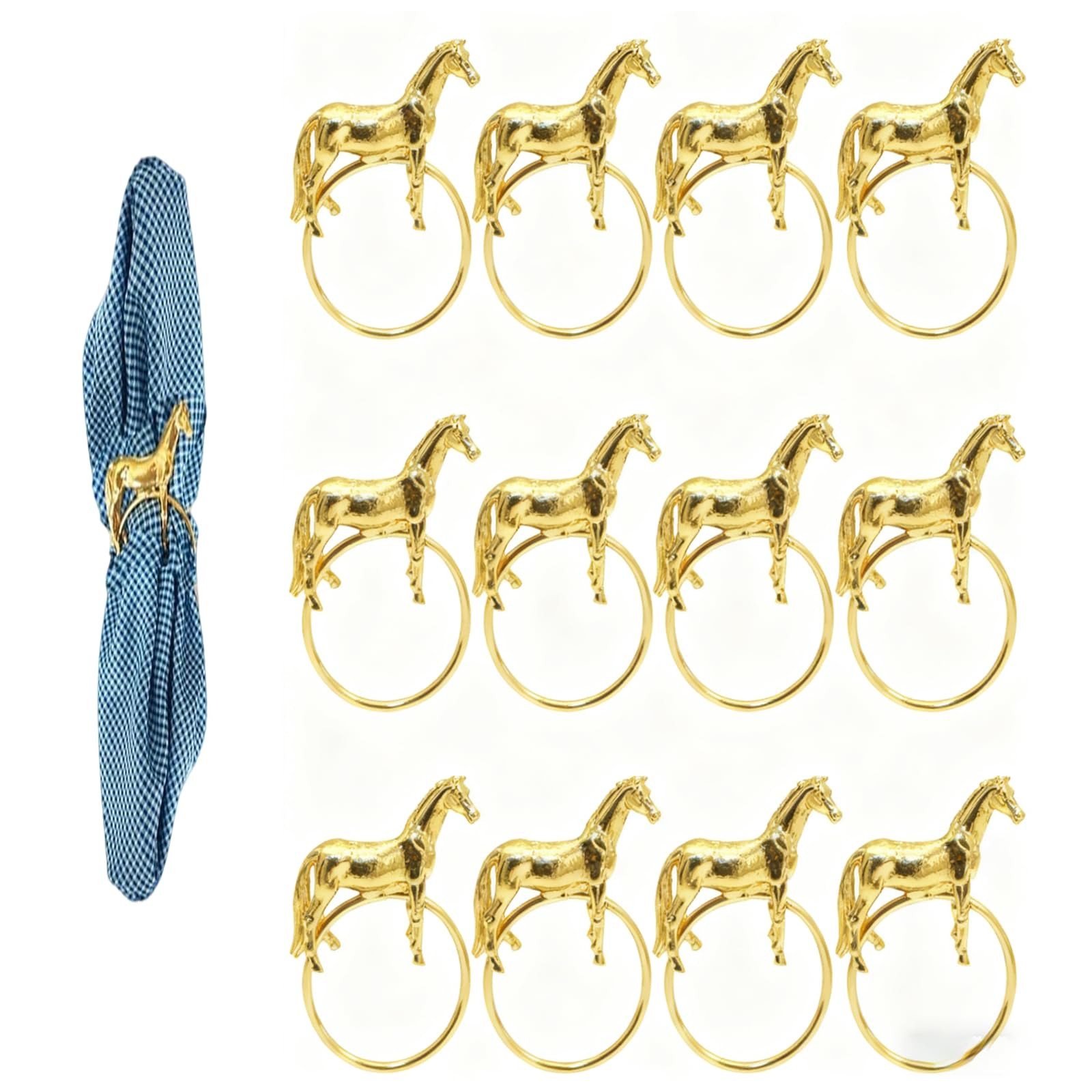 12 Pcs Napkin Rings Set - Horse Napkin Holders for Table Decor, Wedding Dinner Party Elegant Meta... | Amazon (US)