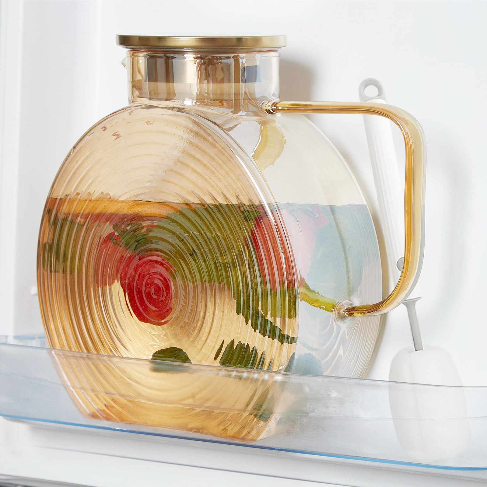 OneDream Glass Pitcher with Lids for Fridge Door, 2.5l/84oz Large Iced Tea Pitcher with Handle, B... | Amazon (US)