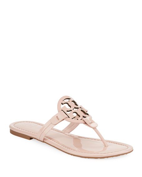 Tory Burch Miller Medallion Patent Leather Flat Thong Sandals | Neiman Marcus