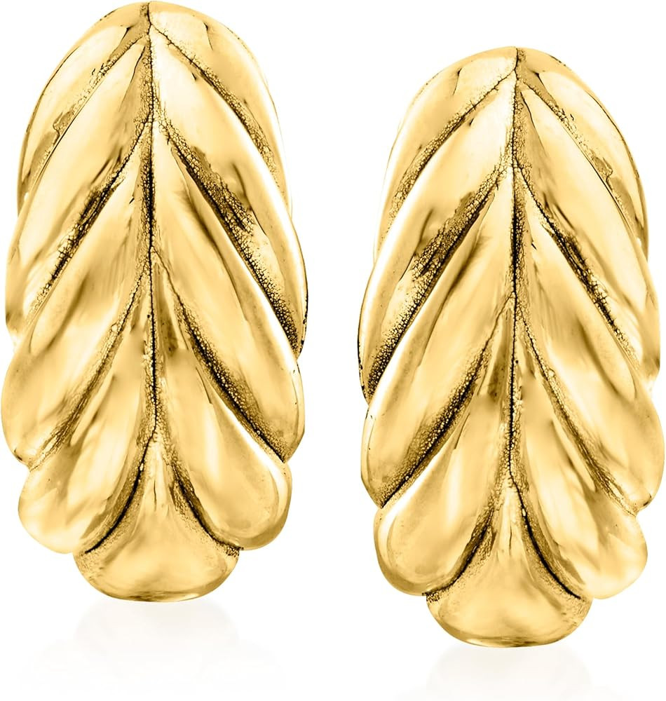 Ross-Simons Italian 18kt Gold Over Sterling Leaf Earrings | Amazon (US)