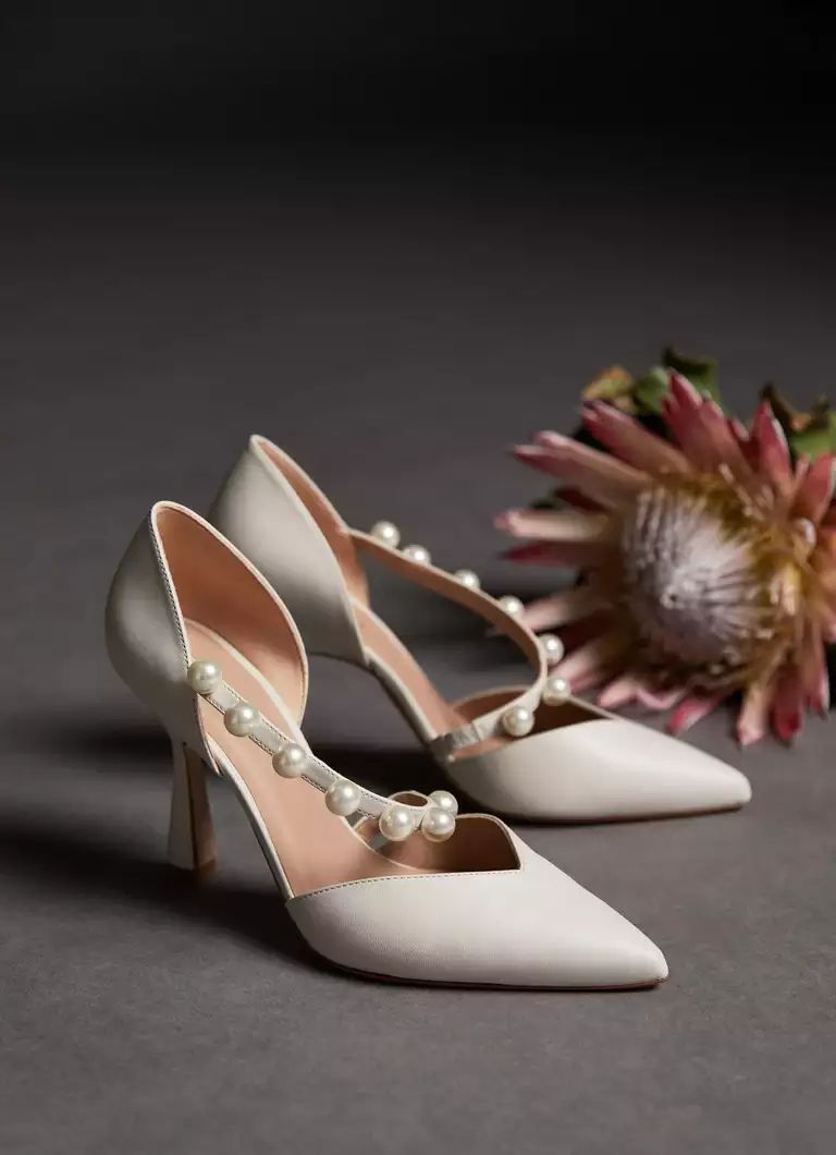 Zelda Ivory Leather Pearl Trim Wedding Shoes | L.K. Bennett (UK)