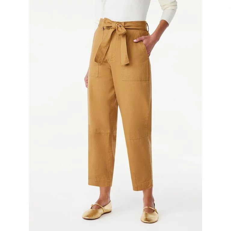 Free Assembly Women's High Rise Belted Barrel Pants, 26” Inseam for Regular, Sizes 0-18 - Walma... | Walmart (US)