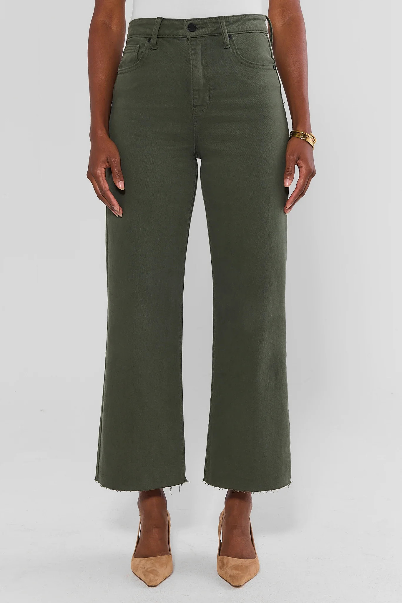 Kimberly Dark Olive Wide Leg Jeans | Avara