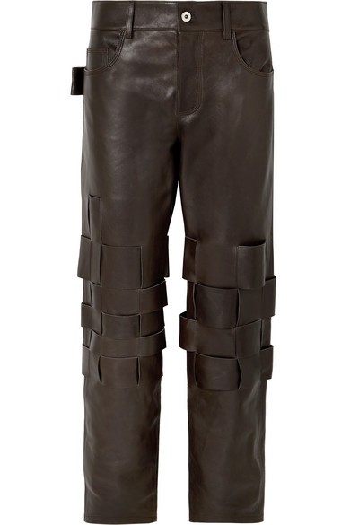 Bottega Veneta - Intrecciato Leather Pants - Brown | NET-A-PORTER (US)