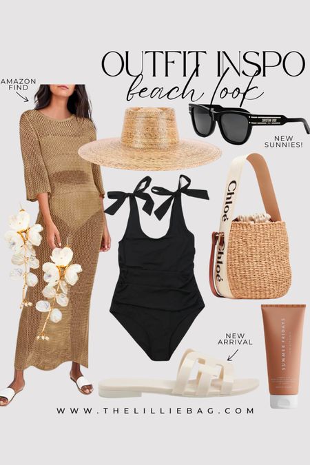 Summer beach look! Cover up is an Amazon find! 🤍

Beach outfit. Vacation outfit. Summer outfit. Swimsuit. Sandals. Designer bag. 

#LTKFindsUnder100 #LTKStyleTip #LTKSwim