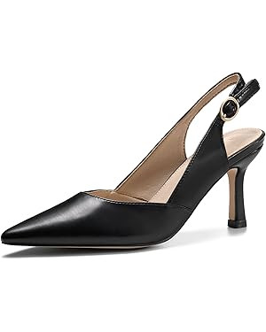 Rilista Women's Slingback Kitten Heels Closed Pointed Toe Wedding Party Dress Pumps Shoes | Amazon (US)