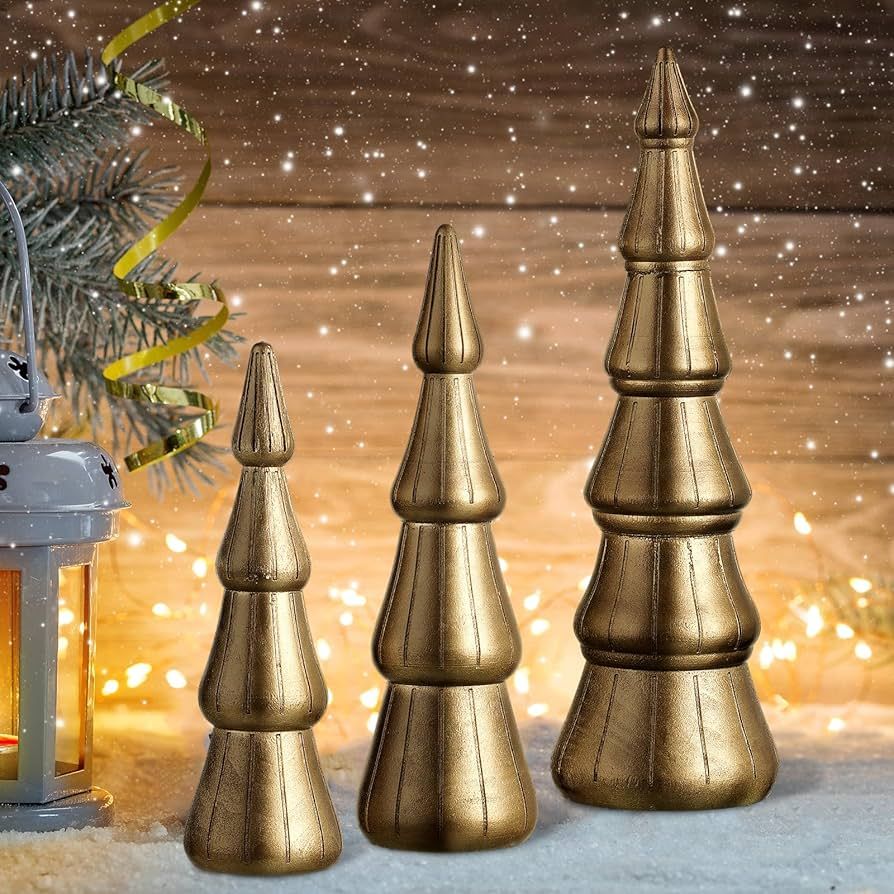 Amazon.com: Jexine 3 Pieces Wooden Christmas Trees Christmas Trees Figurine Christmas Trees Table... | Amazon (US)