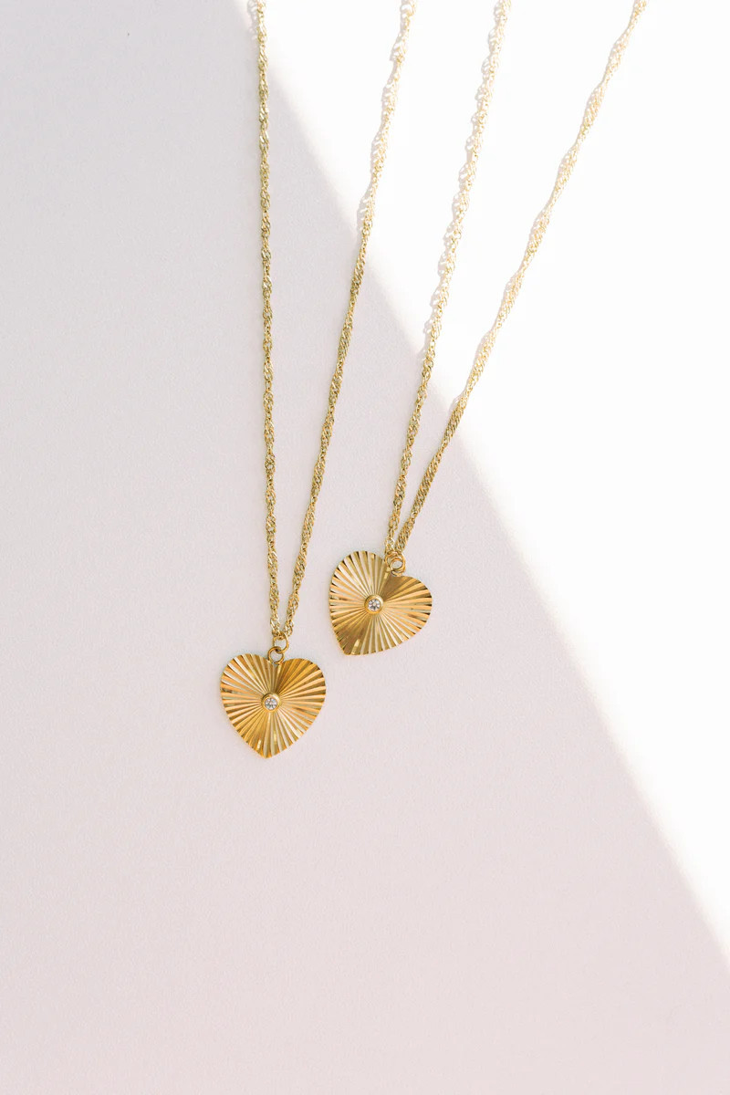 Femi Gold Heart Locket Herringbone Necklace - Beljoy Jewelry | BÉLJOY