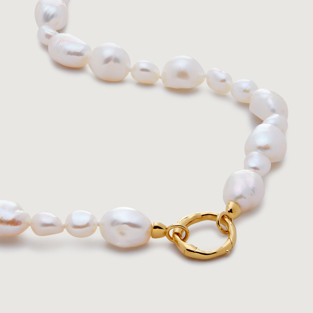 Gold Baroque Pearl Charm Necklace Pearl | Monica Vinader (Global)