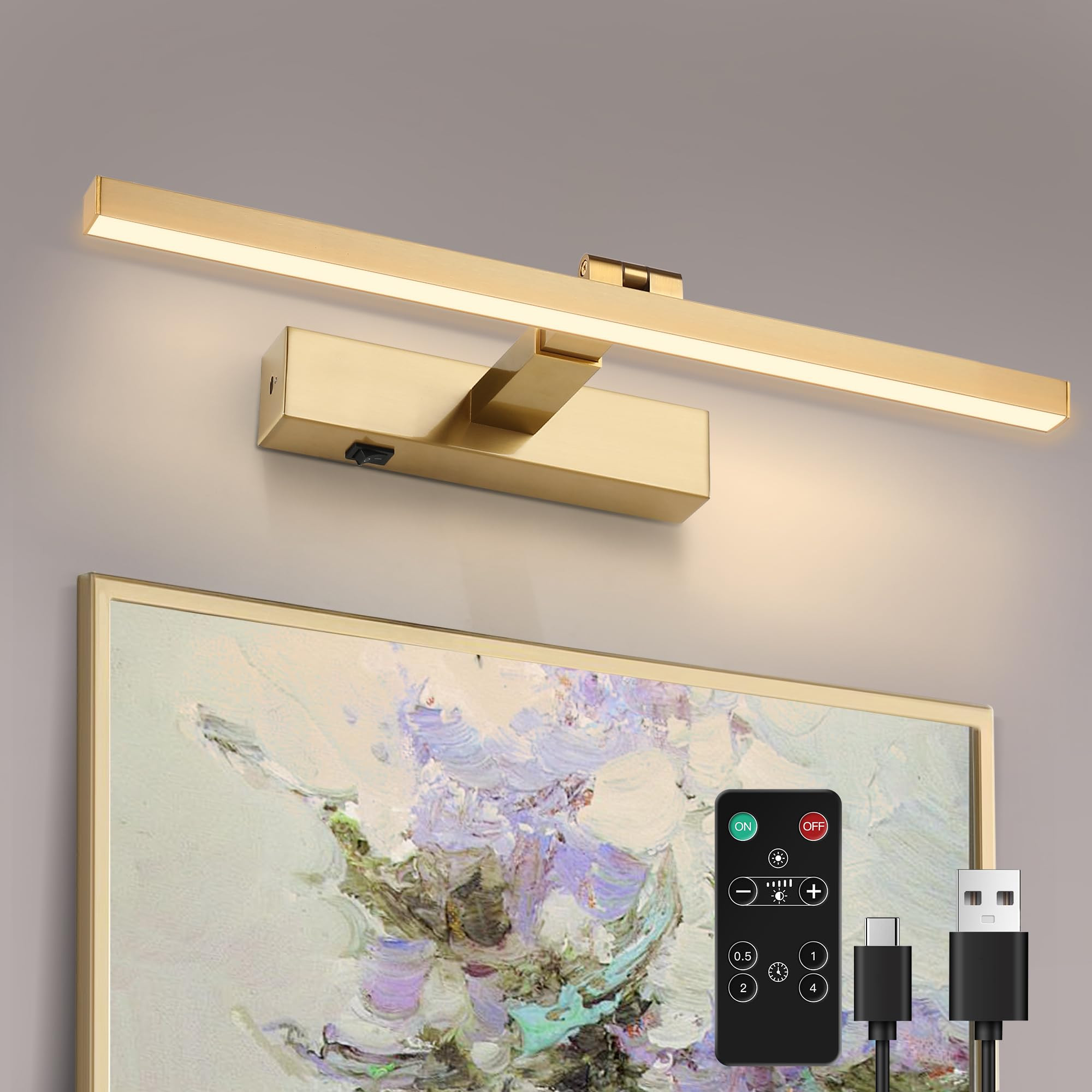 ZitoStory Gold Picture Lights for Wall Dimmable Wireless Picture Lights for Paintings Adjustable ... | Amazon (US)