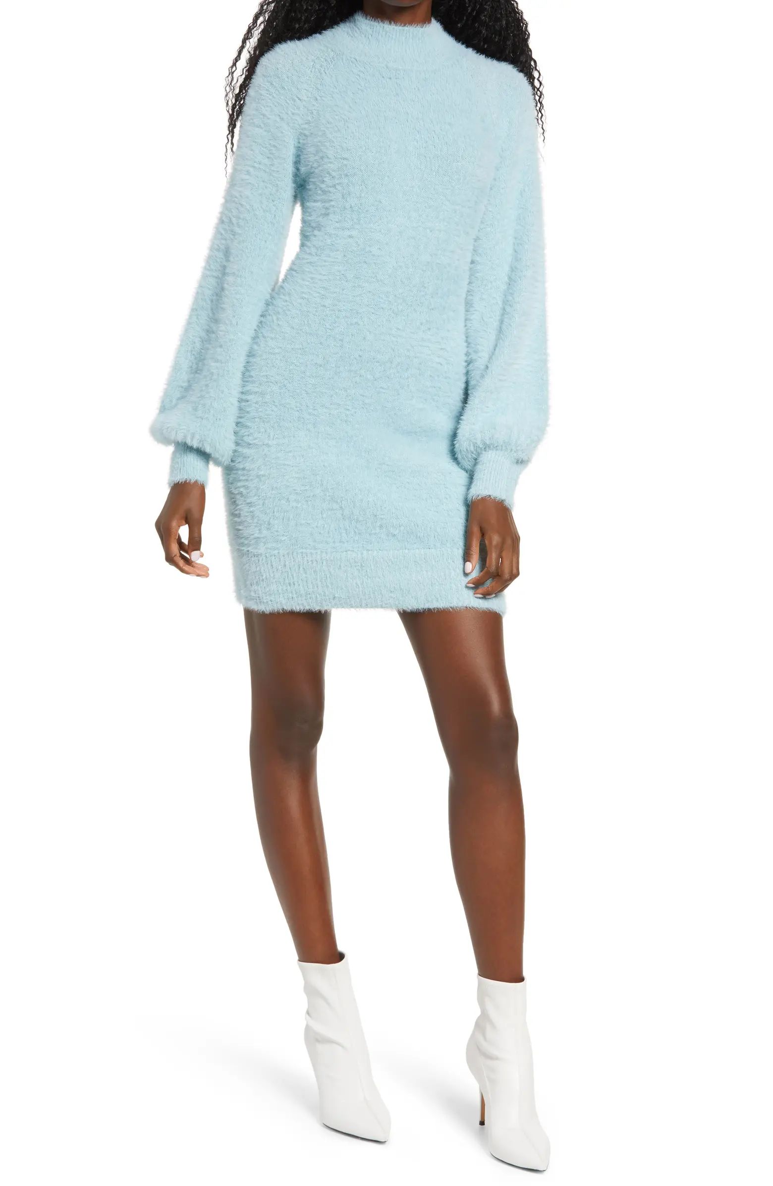 Long Sleeve Fuzzy Sweater Minidress | Nordstrom