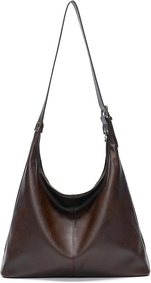 Large Vegan Leather Hobo Bag for Women Slouchy Shoulder Purse Work Handbag | Amazon (US)