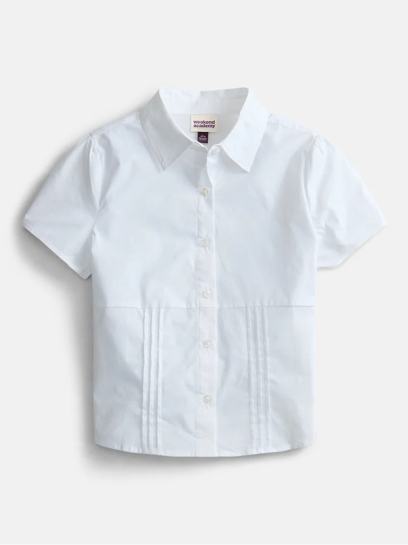 Weekend Academy Girls Button Front Shirt, Sizes 4-18 | Walmart (US)