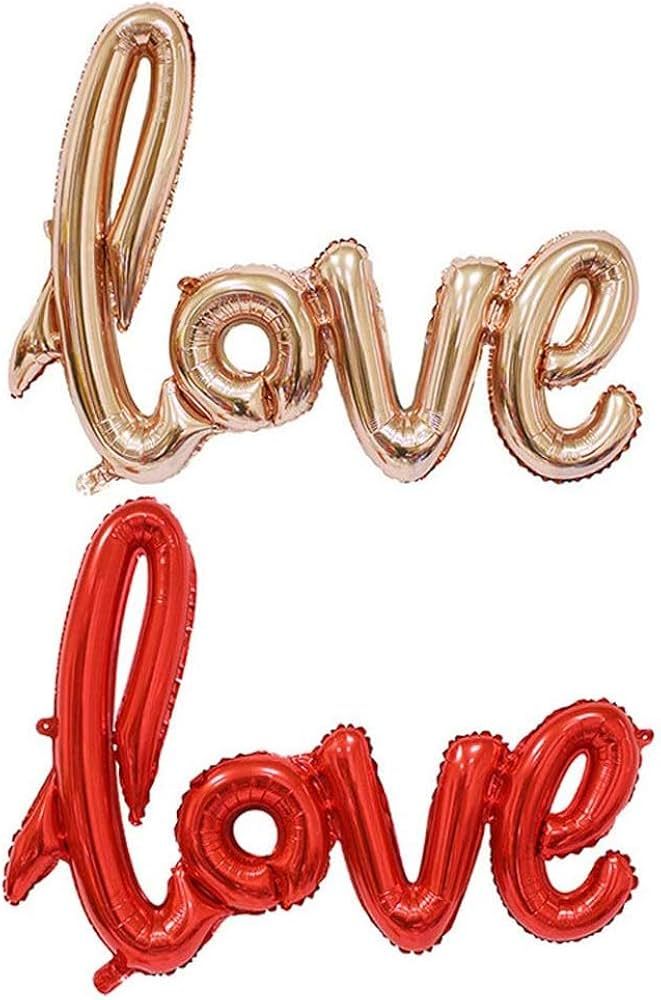 BinaryABC Love Foil Balloon Mylar Balloons,Valentines Day Wedding Party Decoration,2Pcs | Amazon (US)