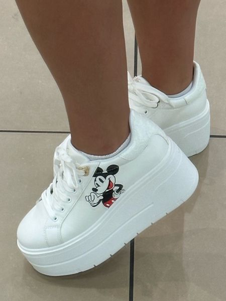 Mickey platform white sneakers | Disney | Mickey Mouse | Minnie Mouse | white sneaker | workout | street style 

#LTKsalealert #LTKunder100 #LTKshoecrush