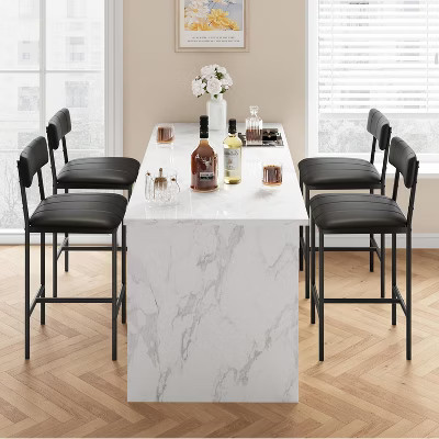 Dining Chairs Set of 4, Upholstered Dining Chairs with Back, PU Leather Dining Kitchen Chair for Kitchen, Apartment, Dinner, Comfortable Seat | Target