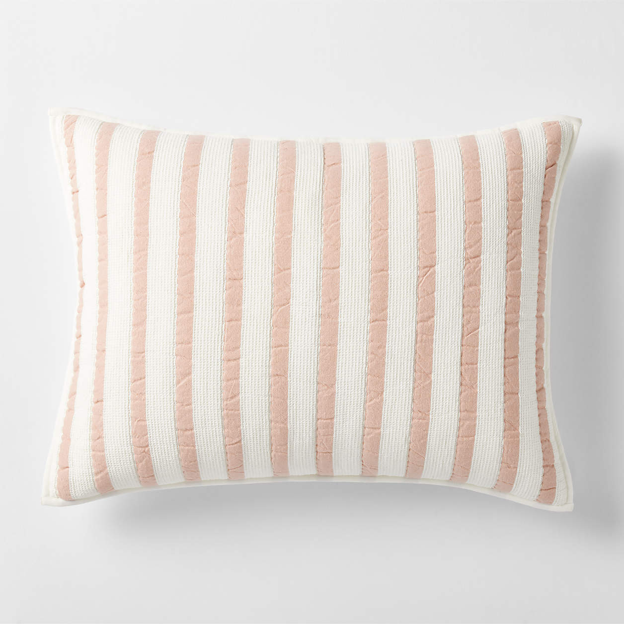 Modern Organic Waffle Weave Striped Teal Kids Pillow Sham + Reviews | Crate & Kids | Crate & Barrel