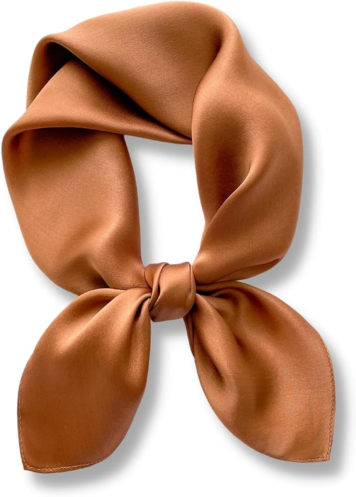 PoeticEHome Solid Color Mulberry Silk Scarf - Lightweight 27" Square Neckerchief for Women's Neck... | Amazon (US)