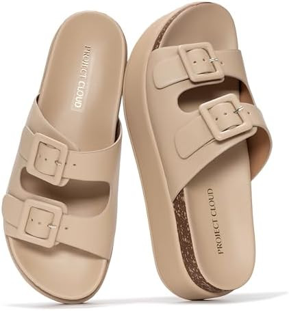 Project Cloud Platform Sandals Women - Plush & Soft Insole Wedge Slides for Women Footwear - Beac... | Amazon (US)