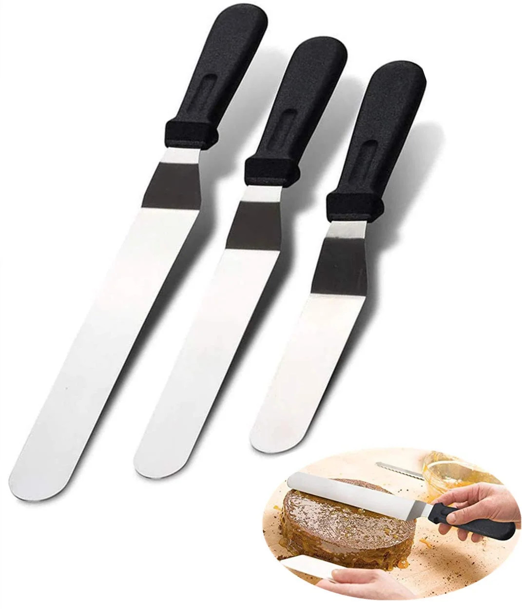 Springcorner 3 Set Stainless Steel Angled Icing Spatula, 6 8 10 inch Frosting Knife Spatula Offse... | Walmart (US)