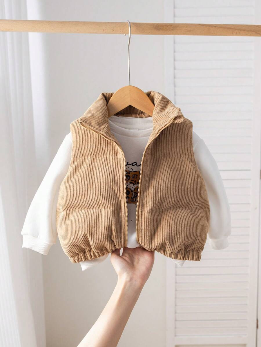 SHEIN Baby Girls Cute Versatile Warm Fleece Sleeveless Jacket Vest, Autumn Winter | SHEIN