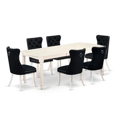 745F88D193D946DEA9AF99527718192C 7 Piece Dinette Set Includes a Rectangle Dining Table with Removable leaf and 6 Upholstered Chairs, Mahogany | Wayfair North America