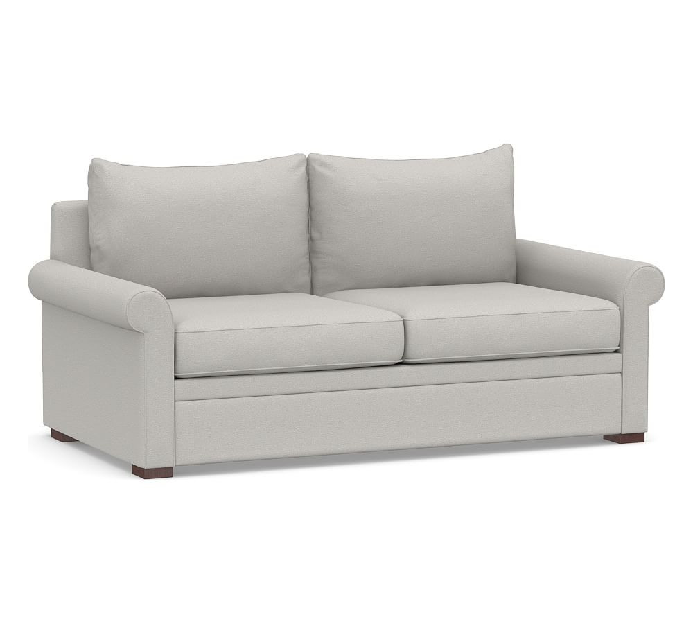 Pottery Barn Upholstered Deluxe Sleeper Sofa, Polyester Wrapped Cushions, Heathered Chenille Pebble | Pottery Barn (US)