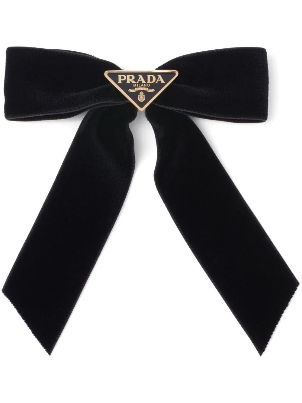 Prada triangle-logo Bow Velvet Hair Clip - Farfetch | Farfetch (CN)