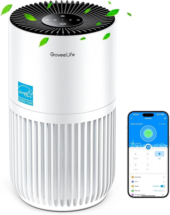 GoveeLife Mini Air Purifier for Bedroom, HEPA Smart Filter Air Purifier with App Alexa Control fo... | Amazon (US)