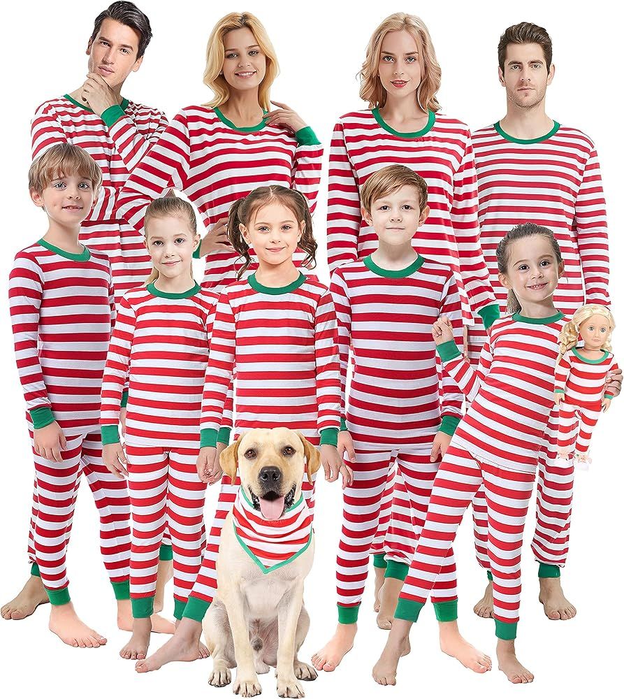 Matching Family Pajamas Christmas Red Striped Jammies Clothes Mum and Me Holiday Cotton Pjs Women Me | Amazon (US)