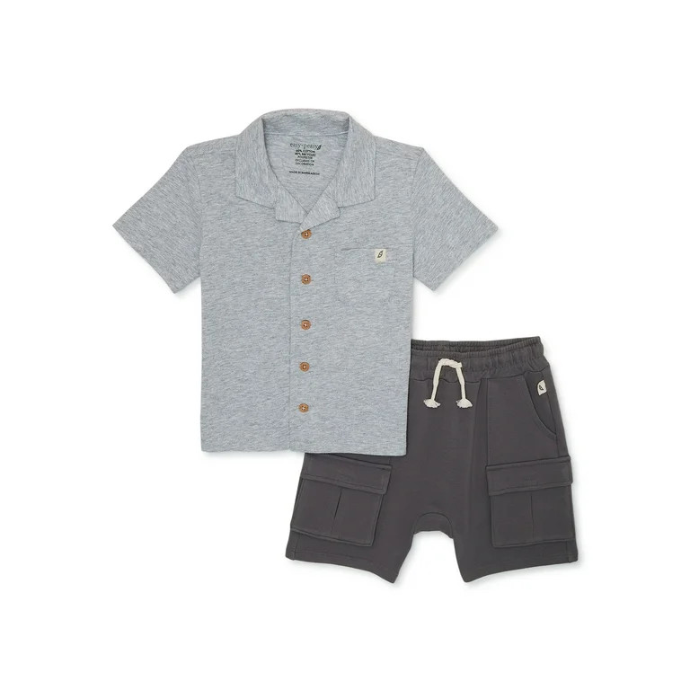 easy-peasy Toddler Boys Camp Shirt and Shorts Outfit Set, 2-Piece, Sizes 12M-5T | Walmart (US)