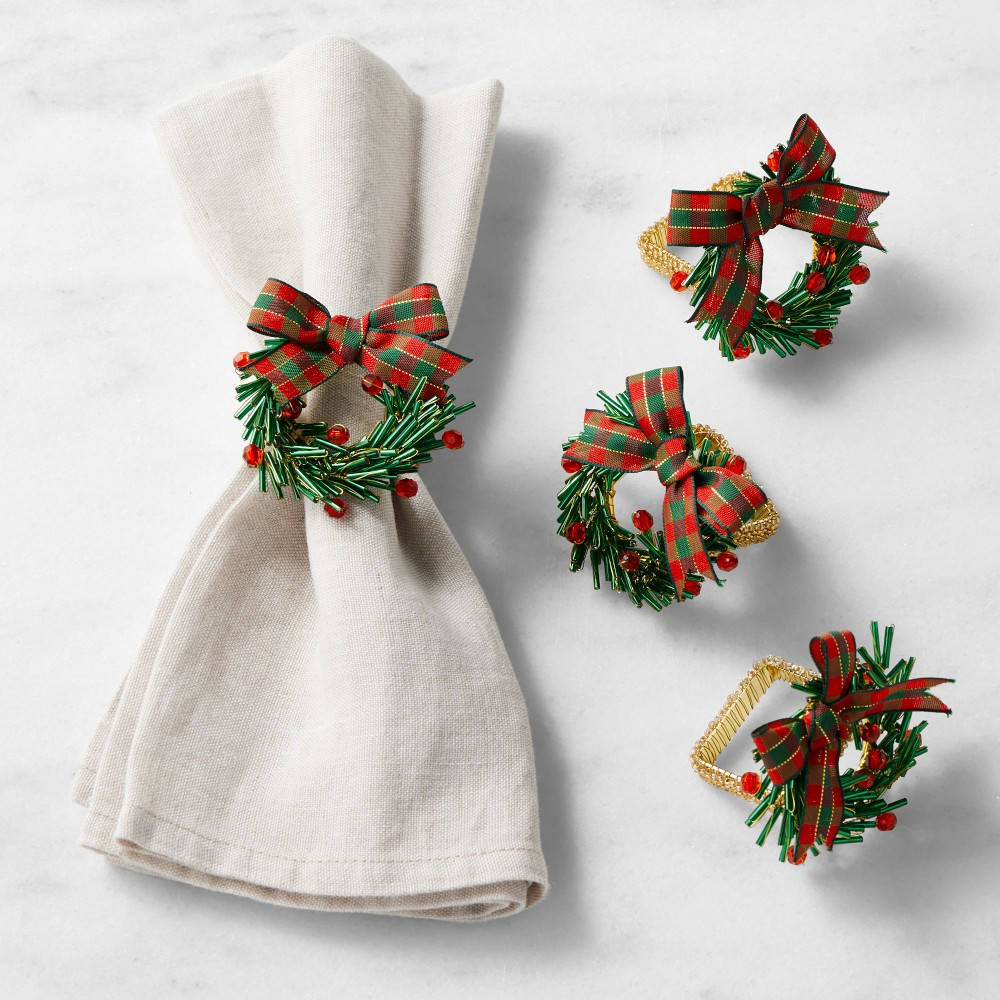 Kim Seybert x Williams Sonoma Figural Wreath Napkin Rings, Set of 4 | Williams-Sonoma
